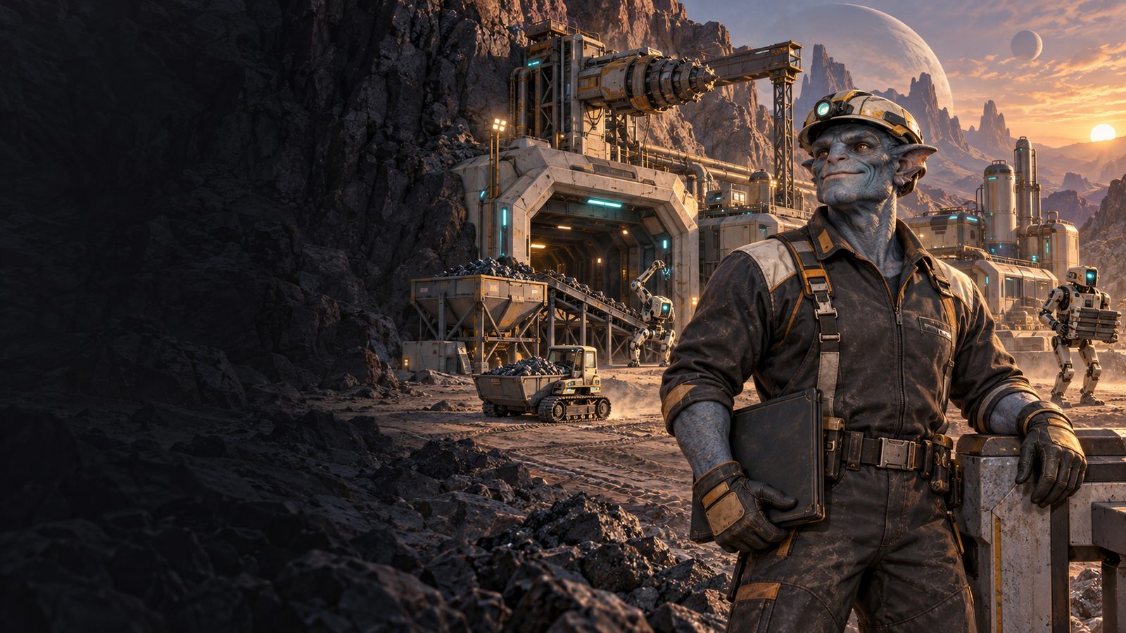 A miner in front of a new StarCorp mine