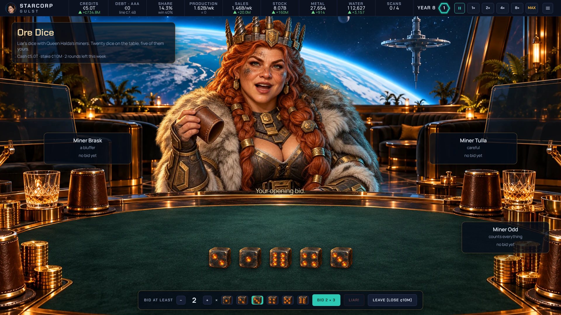 Ore Dice at Queen Halda's table