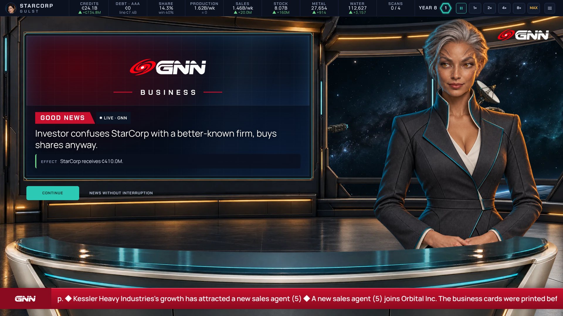 GNN, the Galaxy News Network, in its studio