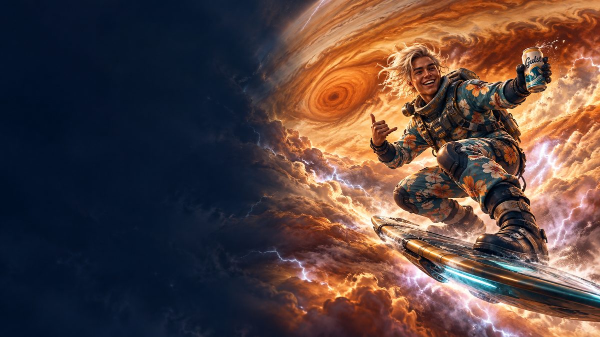Kai surfing a gas giant storm